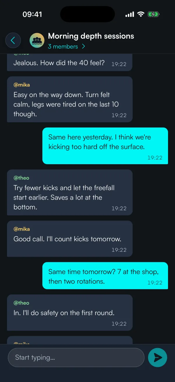 A group conversation in chat.